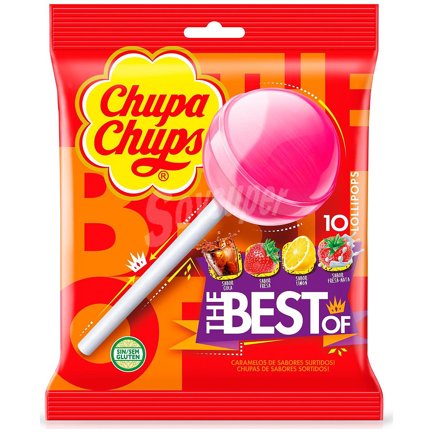 Caramelo con palo de sabores variados, chupa chups original x12 G