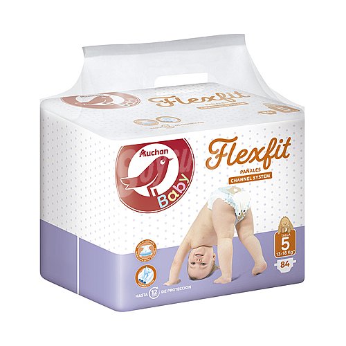 Alcampo baby Pañales talla 5 para bebés de 13 a 18 kilogramos alcampo baby Flexfit