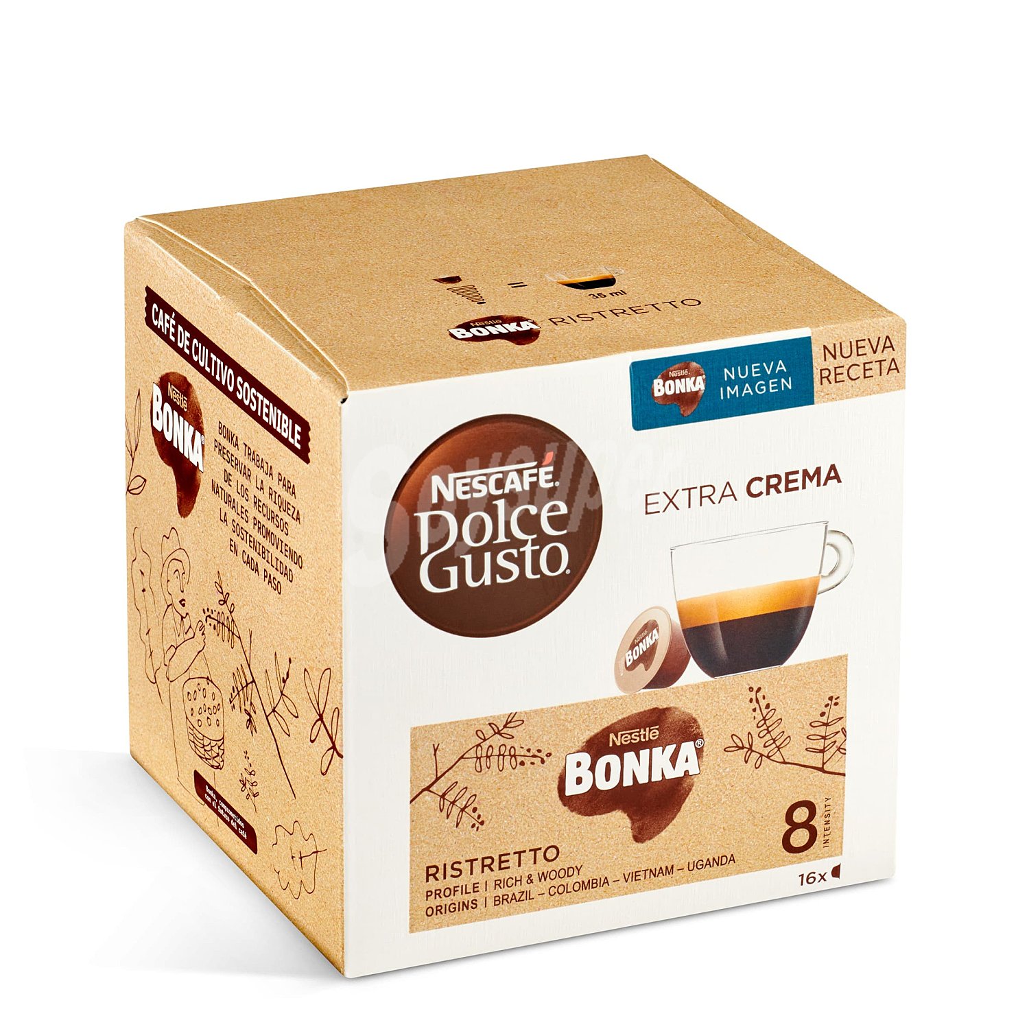 Café ristretto bonka 16 cápsulas