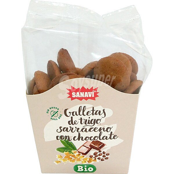 Galletas de trigo sarraceno con chocolate sin huevo y ecológicas envase 150 g