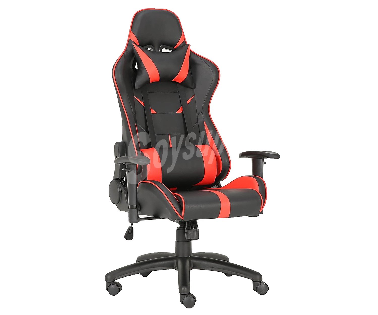 Silla gaming rojo, almohadilla lumbar, reclinable, regulación de altura D328