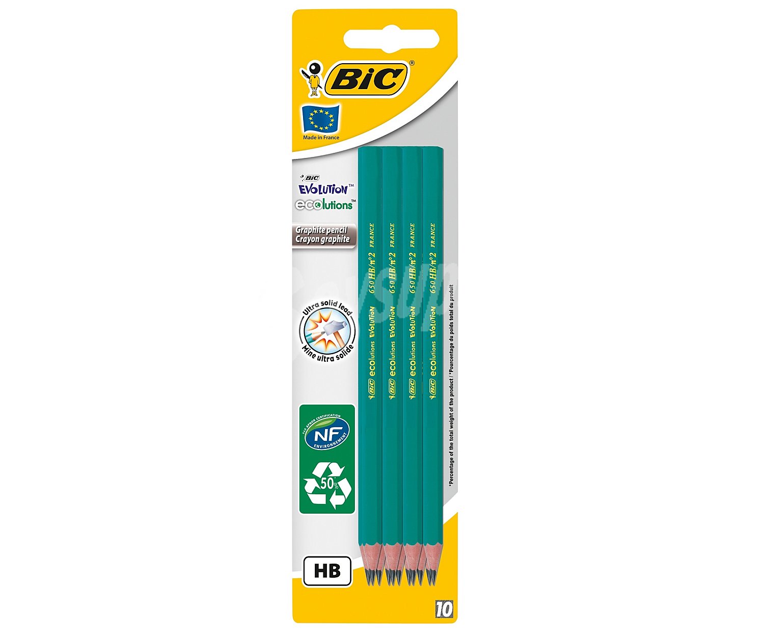 Lote de ápices de grafito cuerpo de color verde con punta ultra-sólida y dureza HB BIC