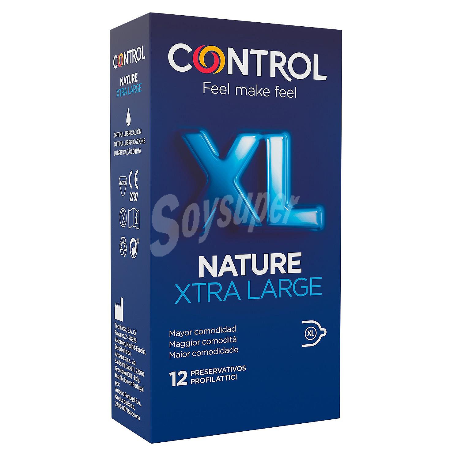 Preservativos lubricados de tamaño XL con una perfecta adaptabilidad nature xtra large