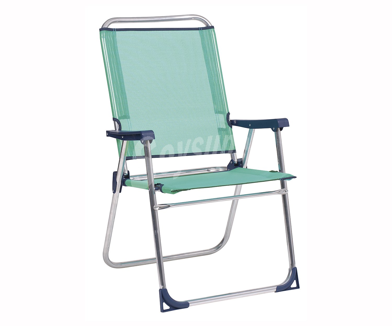 Silla marinera plegable para camping y playa. Fabricada en tubo redondo de aluminio y con asiento y respaldo alto de textileno FIBERLINE.