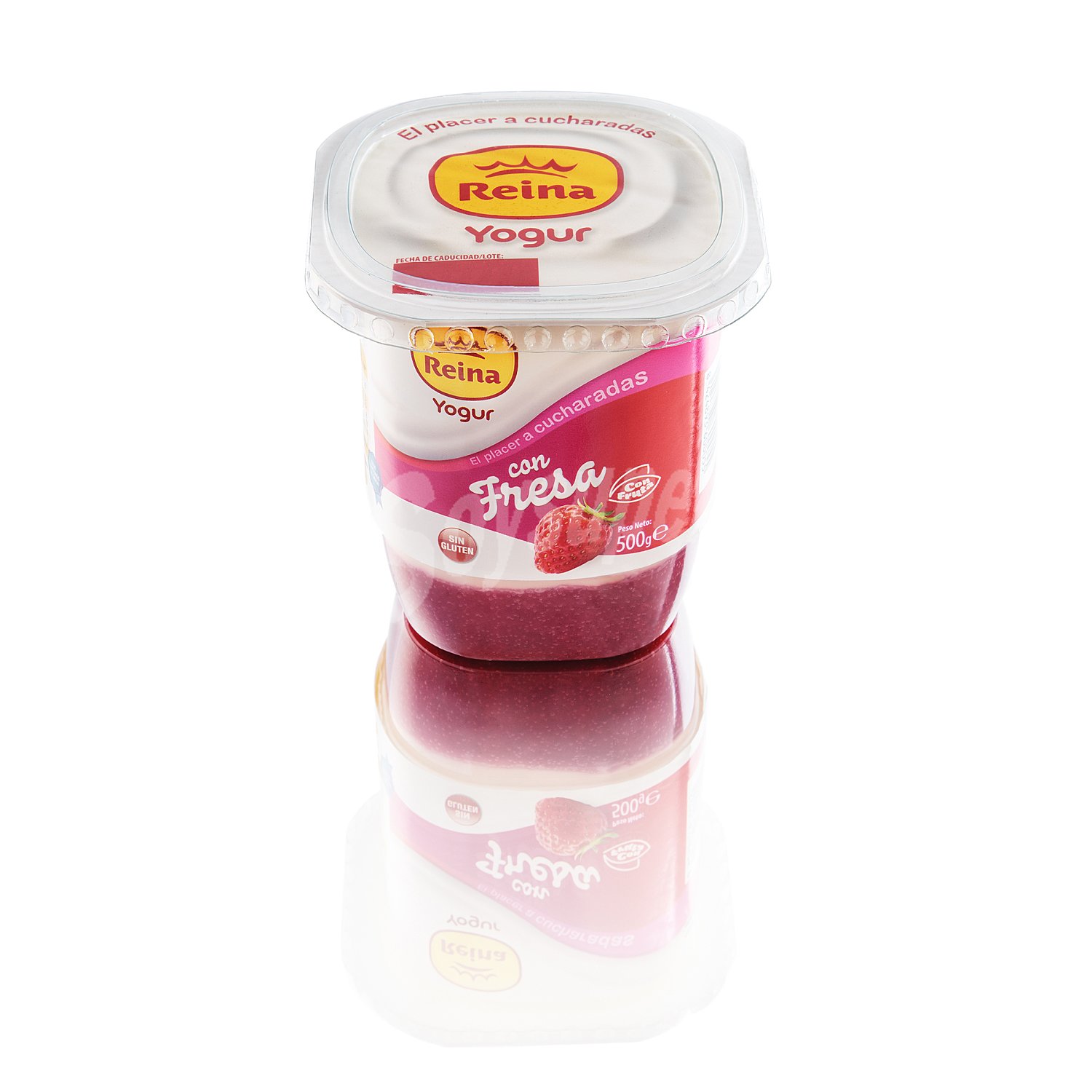 Yogur azucarado con fresas