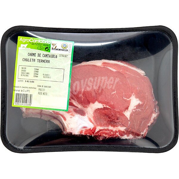 Ternera chuleta IGP Carne de Cantabria peso aproximado bandeja 450 G