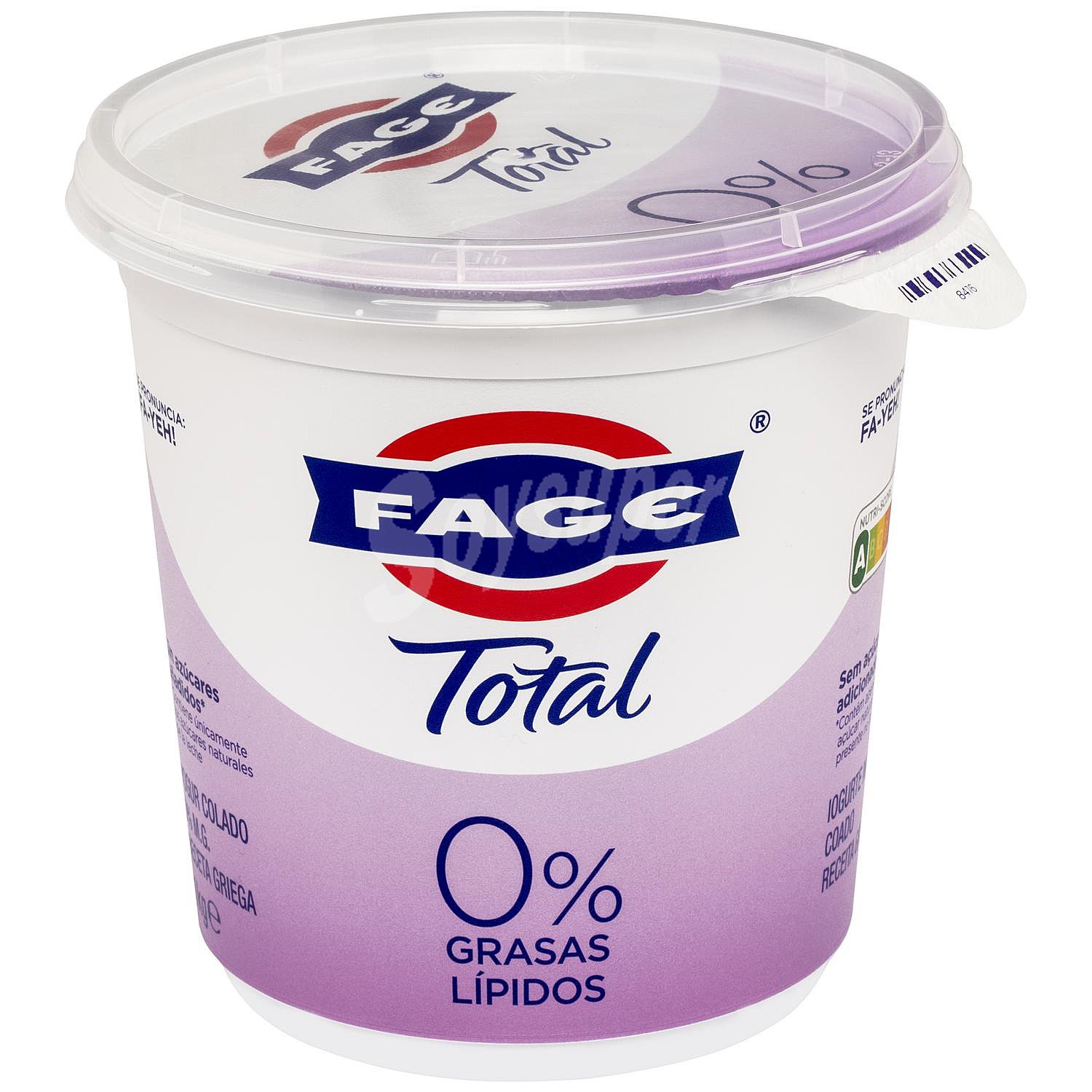 Total yogur griego natural desnatado 0% m.g. con proteínas 10,3 g sin azúcares añadidos