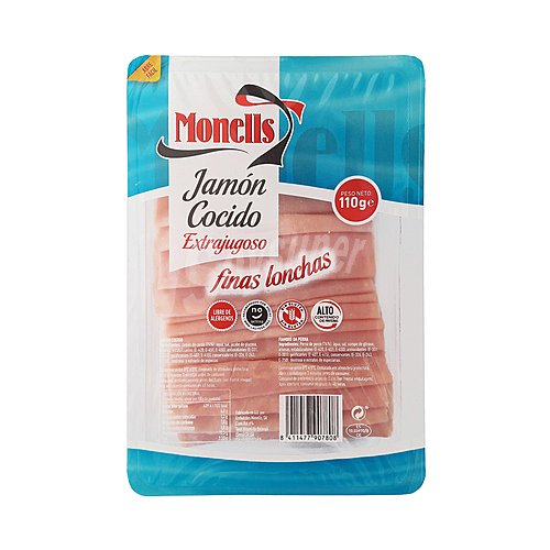 Monells Jamón cocido extrajugoso, cortado en finas lonchas monells