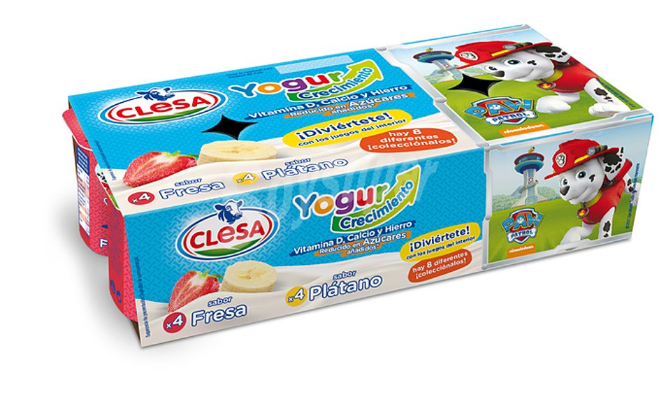 Yogur de fresa y plátano Clesa Crecimiento sin gluten