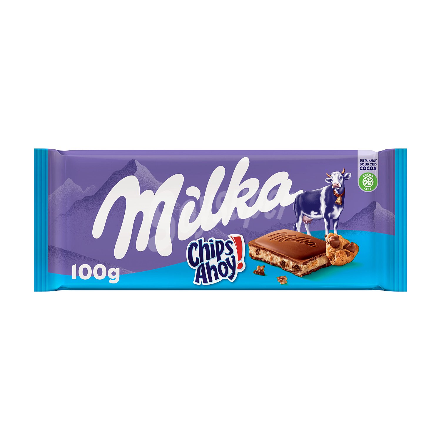 Chocolate con leche relleno de galletas chips ahoy milka