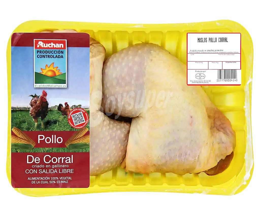 Bandeja de muslos de pollo campero