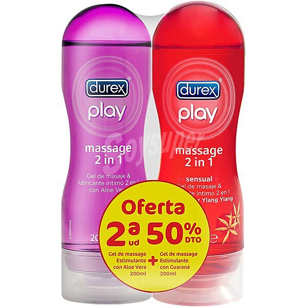 Play pack lubricantes massage 2 en 1 Sensual + íntimo & gel de masaje con aloe vera