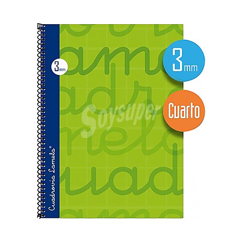 Cuaderno A5 con cuadrícula de 3mm de espiral, 80 hojas, editorial lamela