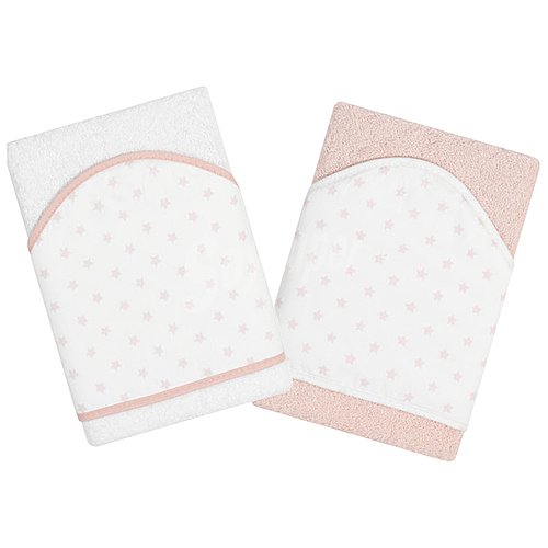 Capa de baño para bebés de 75x75cm, blanco y rosa, pispas