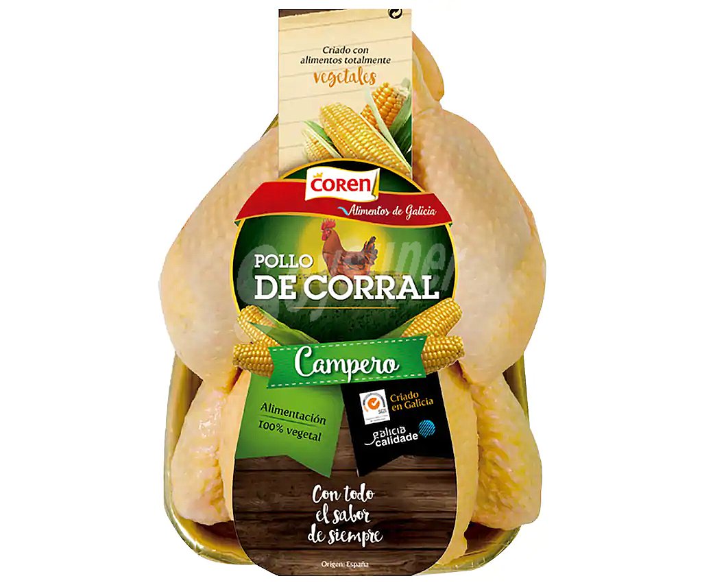 Pollo entero de corral (campero)