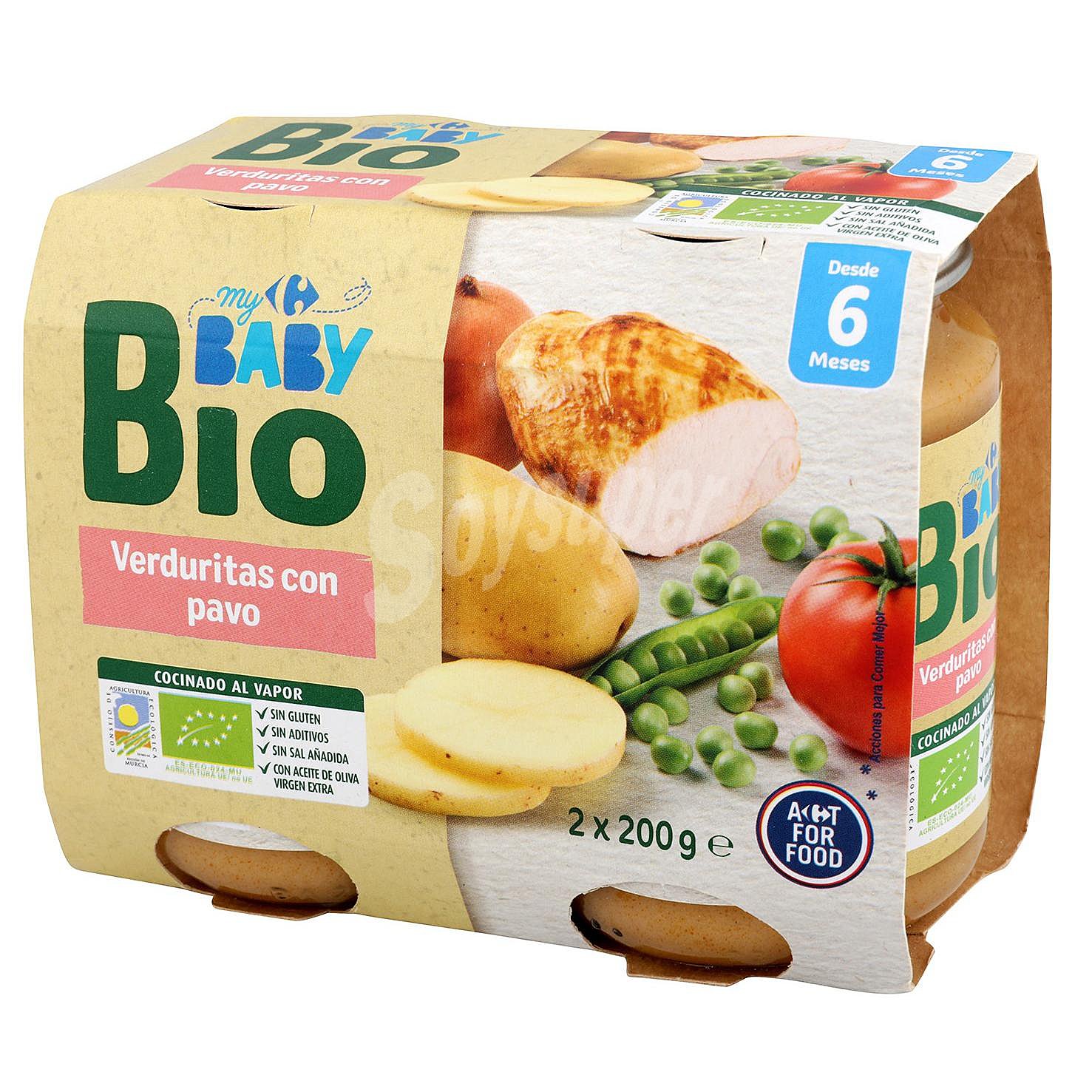 Tarrito de verduritas con pavo desde 6 meses ecológico Carrefour Baby Bio