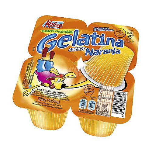 Kalise Gelatina de origen animal con sabor a naranja kalise