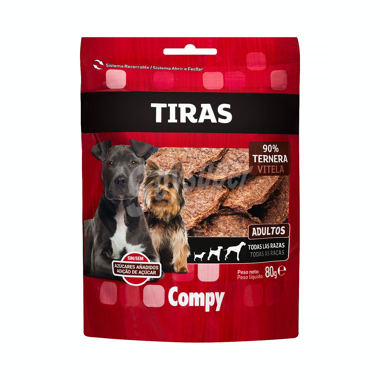 Comida perro snack tiras con ternera