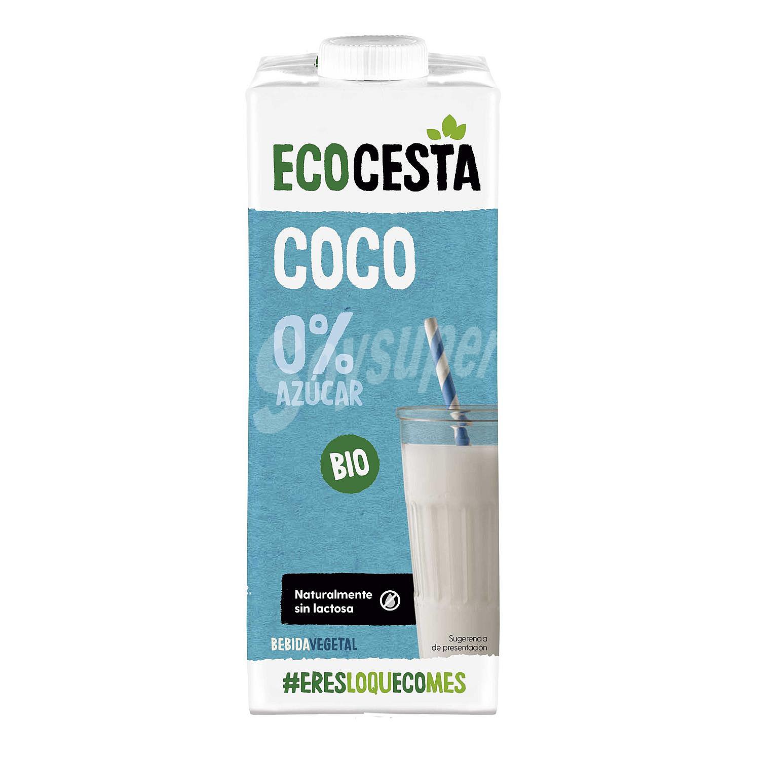 Bebida de coco, sin azúcares, ecológica