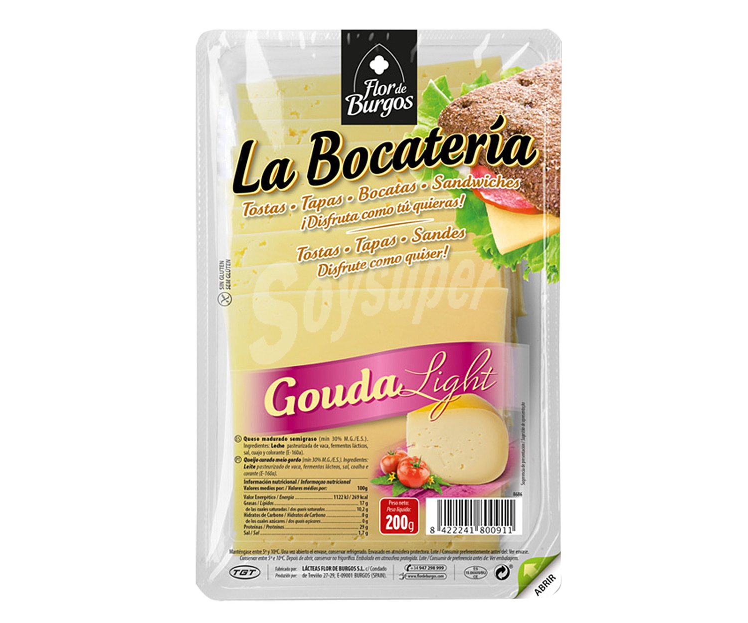 Queso en lonchas gouda light LA bocatería