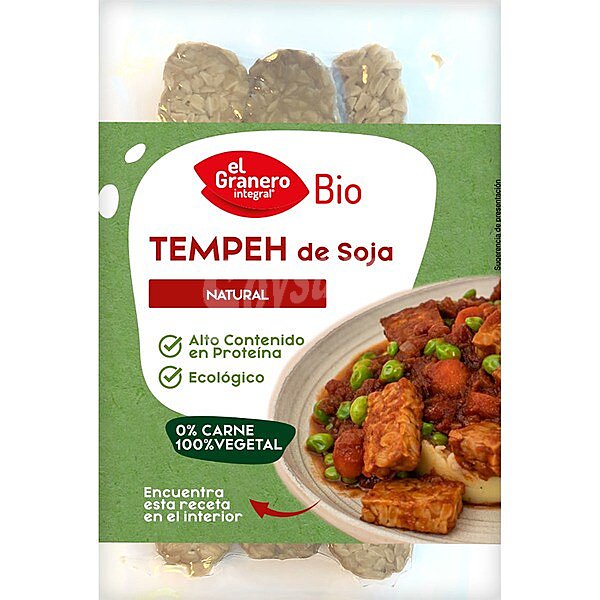 Bio tempeh natural de soja 100% vegetal ecológico