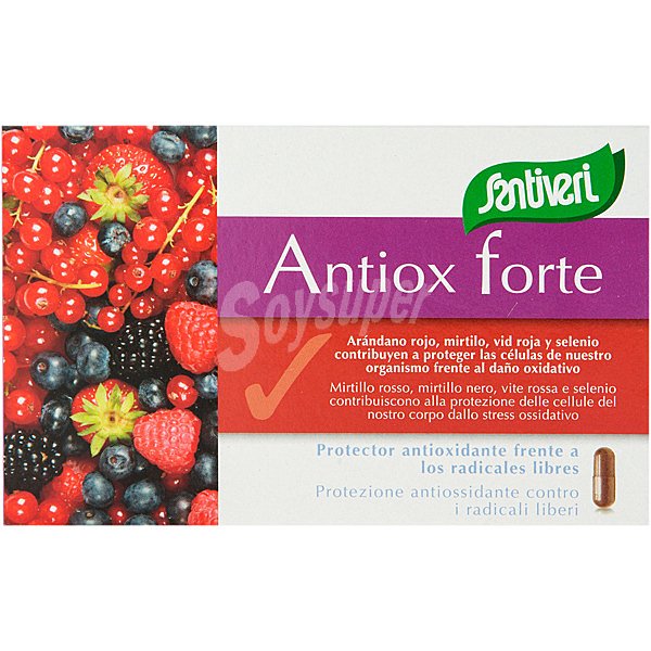 Antiox Forte antioxidante con mirtilo, arándano rojo y vid roja ápsulas