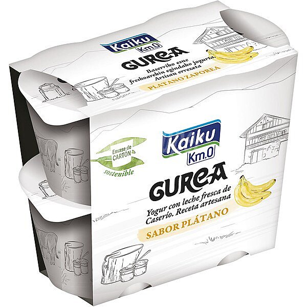 Gurea yogur sabor plátano con leche fresca de caserío