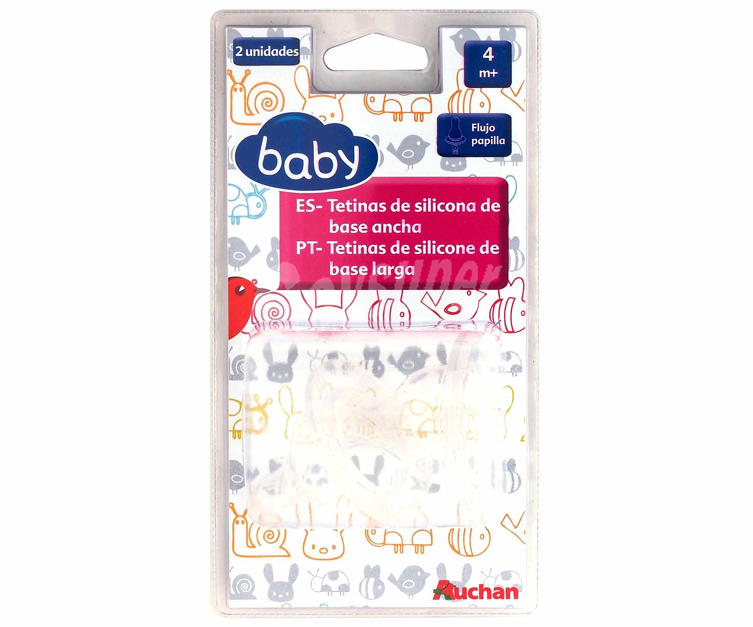 Tetina silicona de base ancha, flujo papilla, para bebés de mas de 4 meses baby