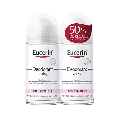 Eucerin Desodorante roll on unisex, sin alcohol ni perfume, para pieles sensibles eucerin