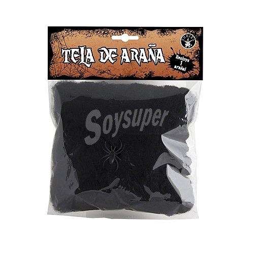 Mini tela de araña color negro, incluye 1 araña haunted house