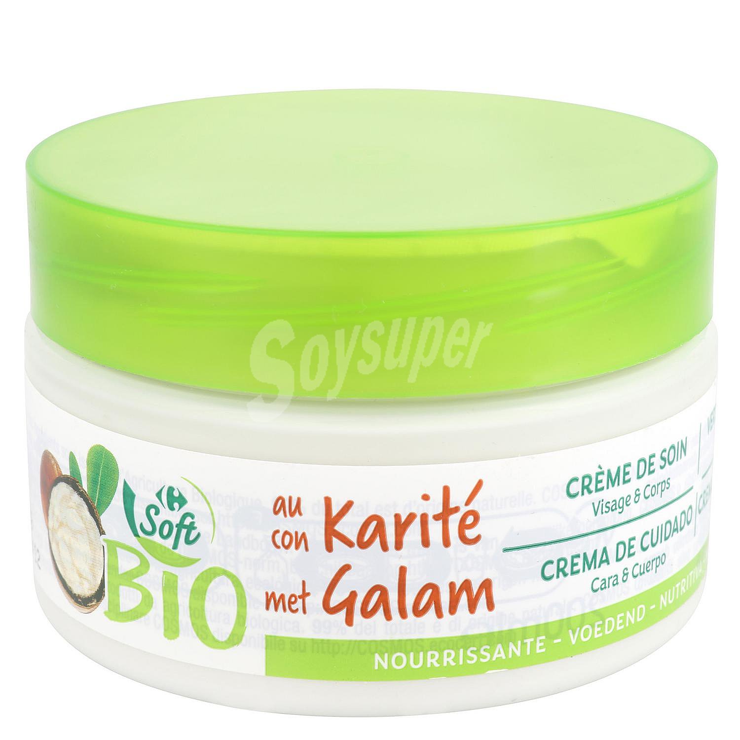 Crema hidratante cara y cuerpo con karité ecológica Carrefour Soft Bio