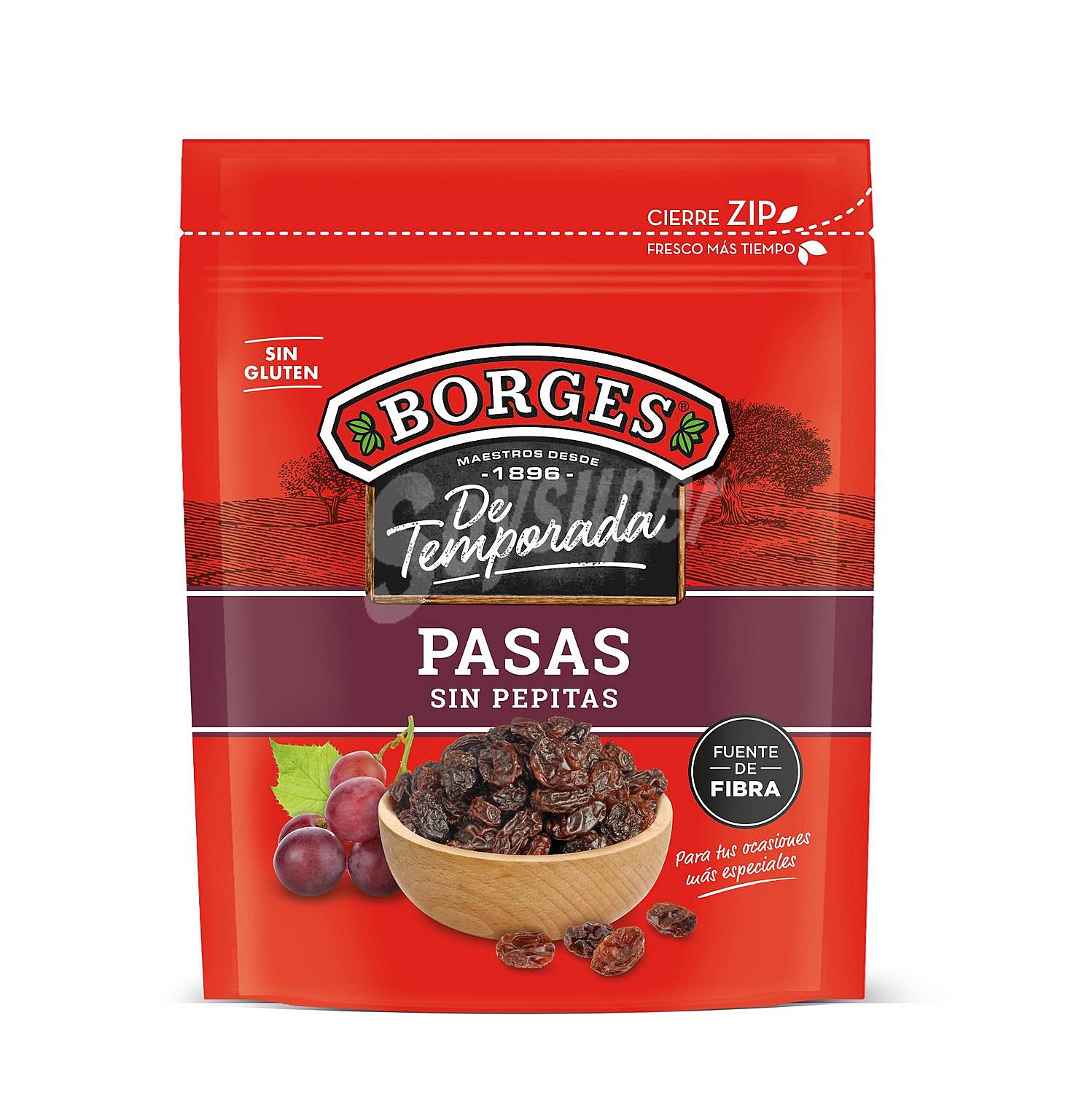 Pasas sin pepitas Borges sin gluten