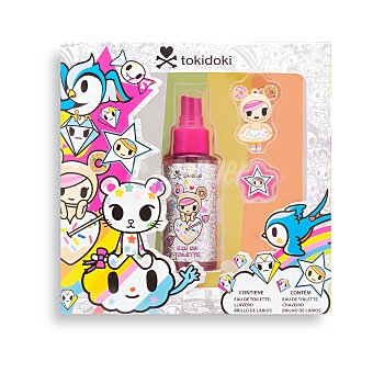 Lote infantil eau de toilette vaporizador 100 ml + lip gloss + llavero