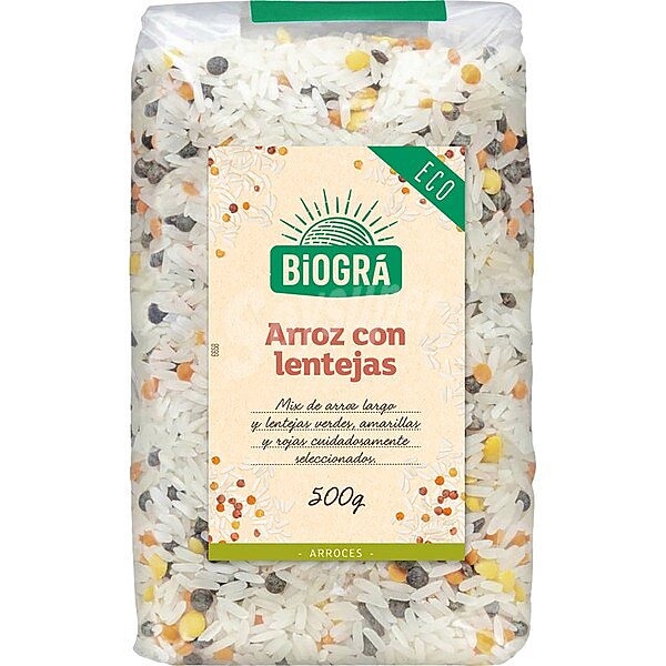 Arroz largo con lentejas verdes, amarillas y rojas ecológico