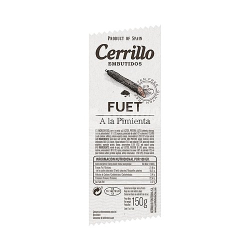 Cerrillo Fuet a la pimienta elaborado con ingredientes naturales de alta calidad cerrillo