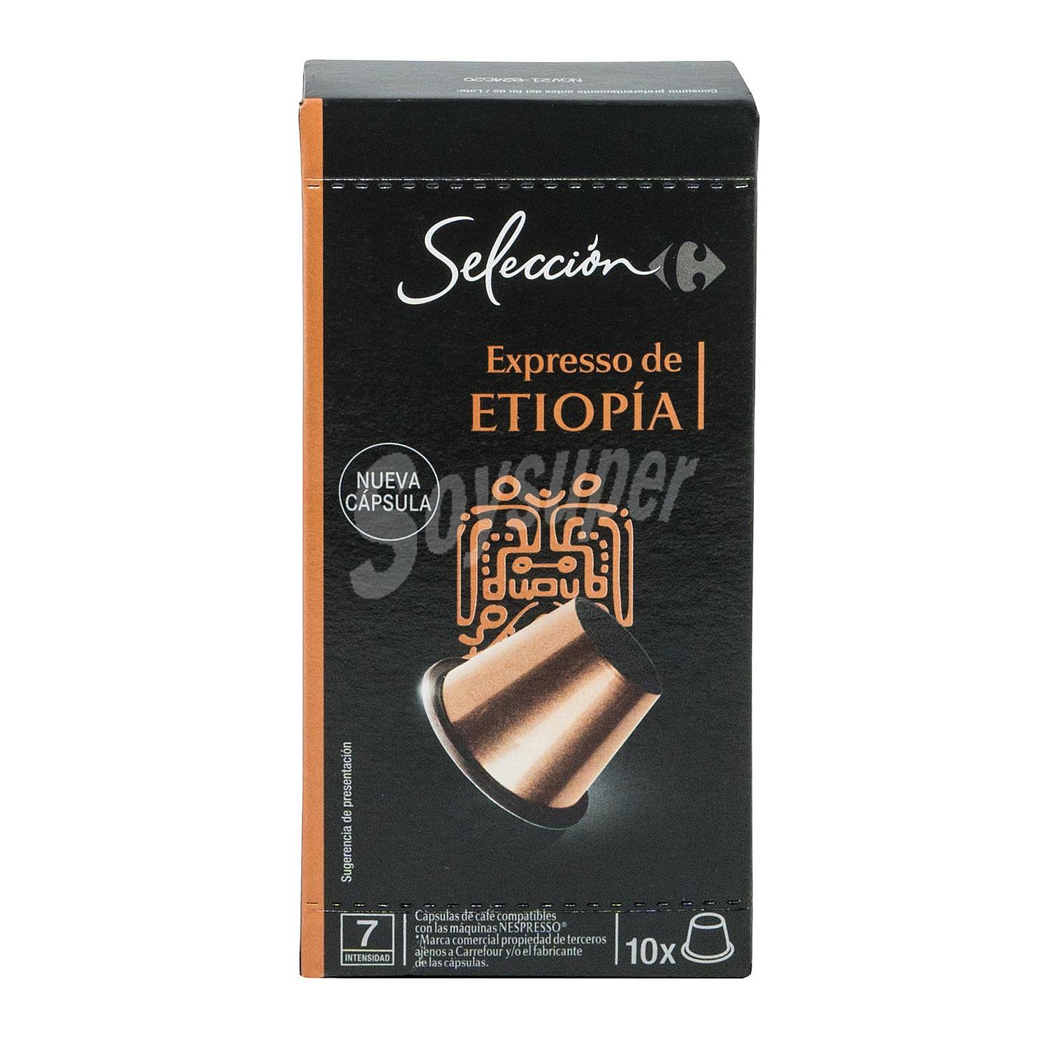 Café espresso de Etiopia en cápsulas Carrefour Selección compatible con Nespresso