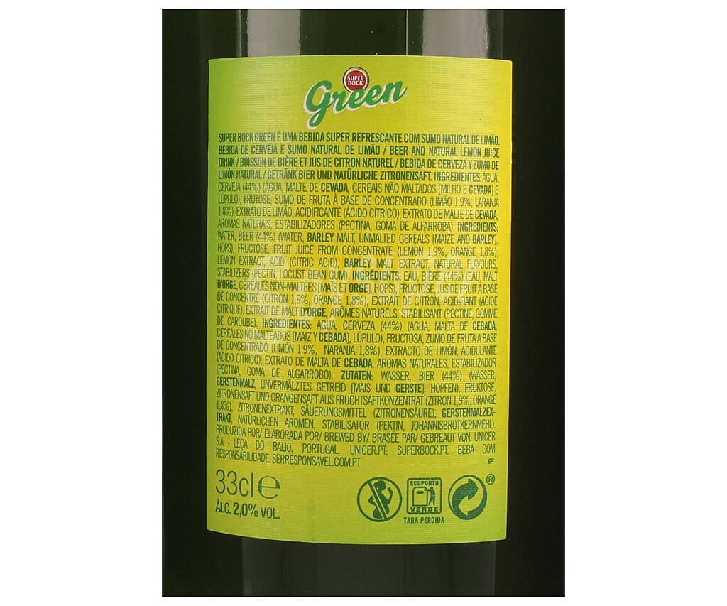 Super bock Cerveza con sabor a limón super bock green