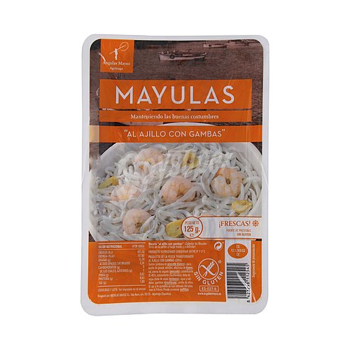 Angulas mayoz Sucedáneo de angulas al ajillo con gambas angulas mayoz S.L