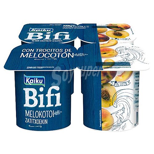 Kaiku Bifidus, sin gluten y con trocitos de melocotón kaiku Bifi