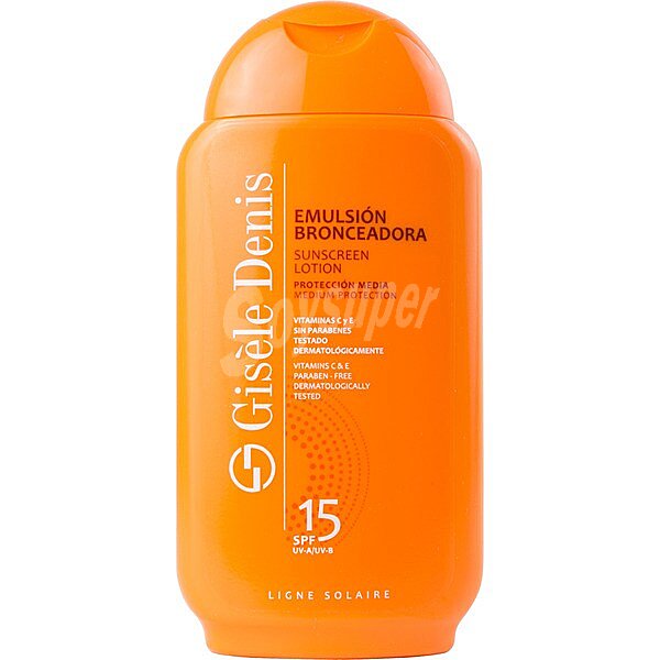 Emulsión bronceadora FP-15 con vitaminas C y E