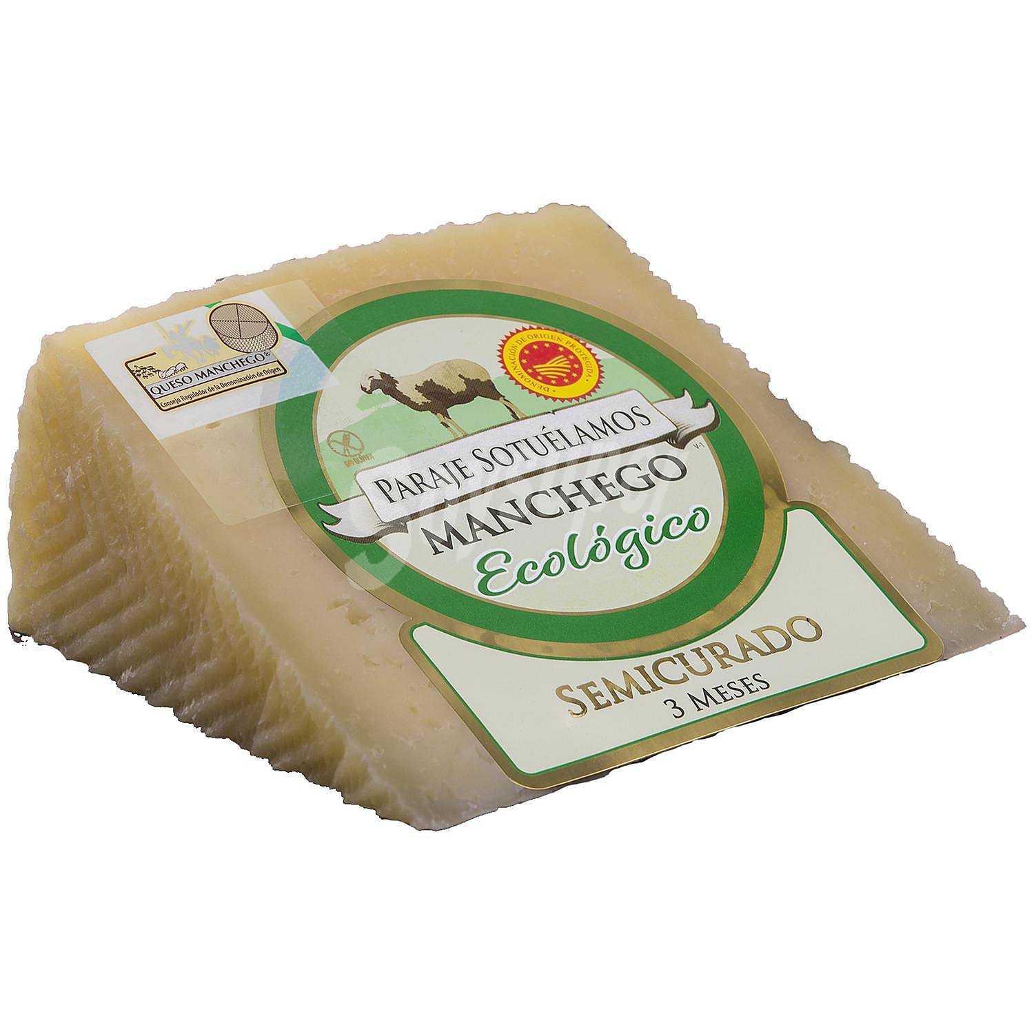 Queso manchego DOP semicurado paraje de Sotuélamos ecológico cuña