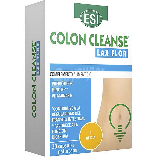 Colon Cleanse Lax Flor contribuye a la regularidad del tránsito intestinal ápsulas Prebióticos, hinojo y vitaminas B