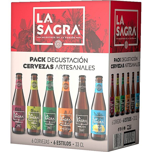 Pack Degustación cervezas artesanas 6 variedades (La Sagra Ipa, Trigo, Premium, Madrí, Burro de Sancho, Senador Volstea)