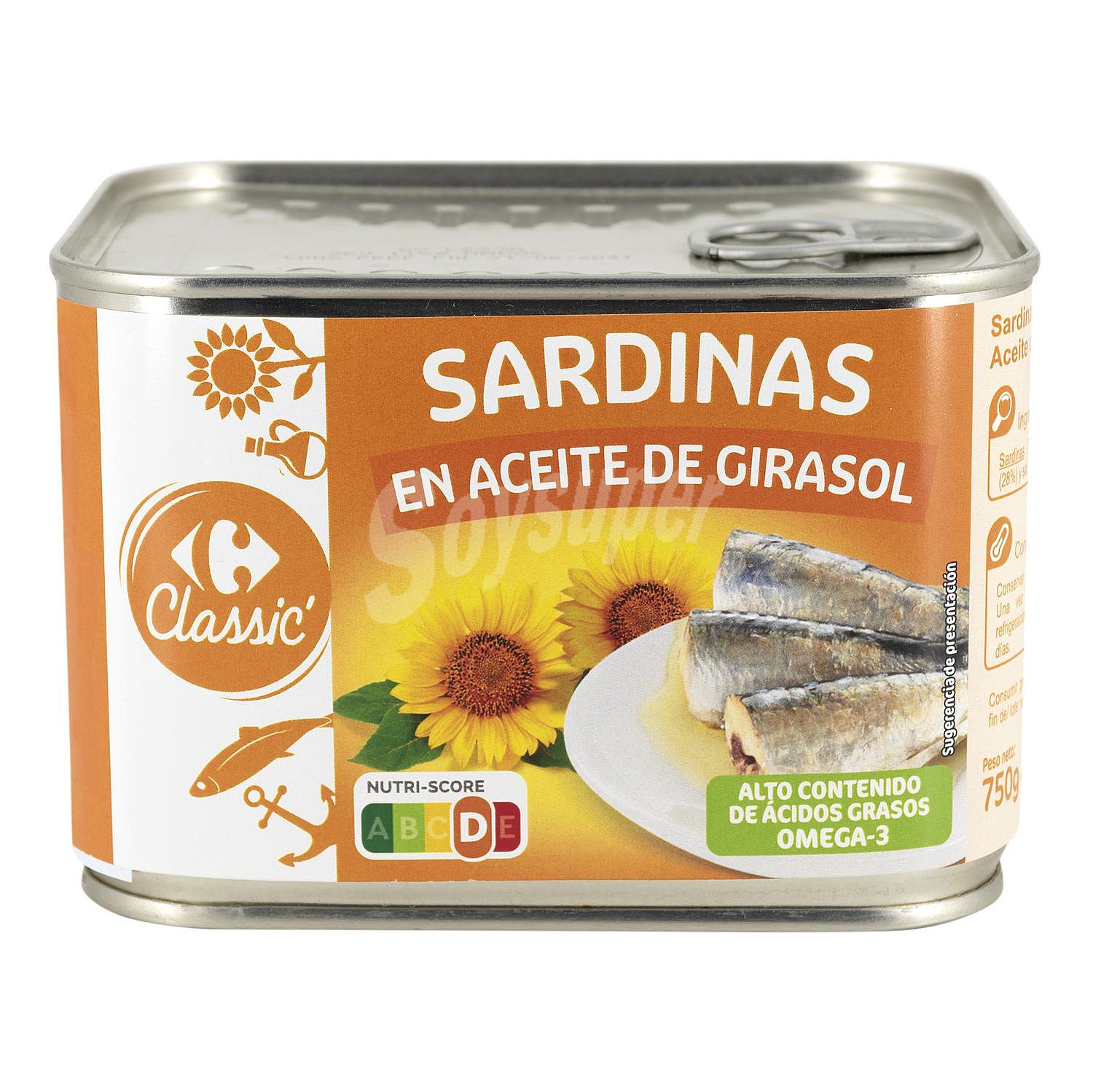 Sardinas en aceite de girasol Carrefour