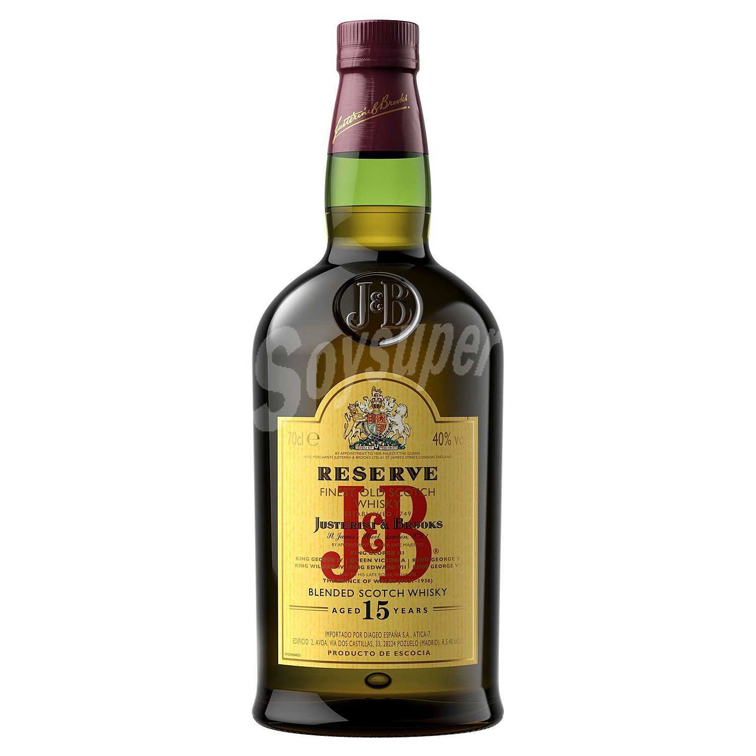 Whisky reserva 15 años botella 70 cl