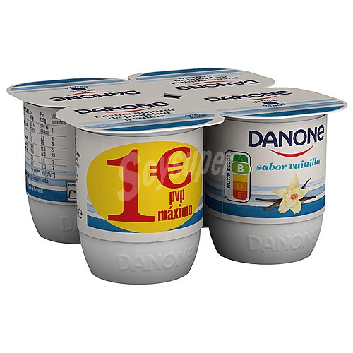 Danone Yogur con sabor a vainilla, elaborado con fermentos naturales danone