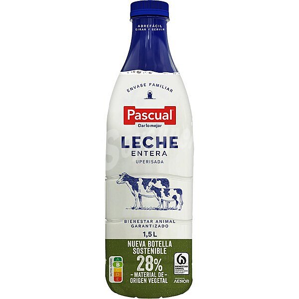 Leche entera UHT botella 1,5 L