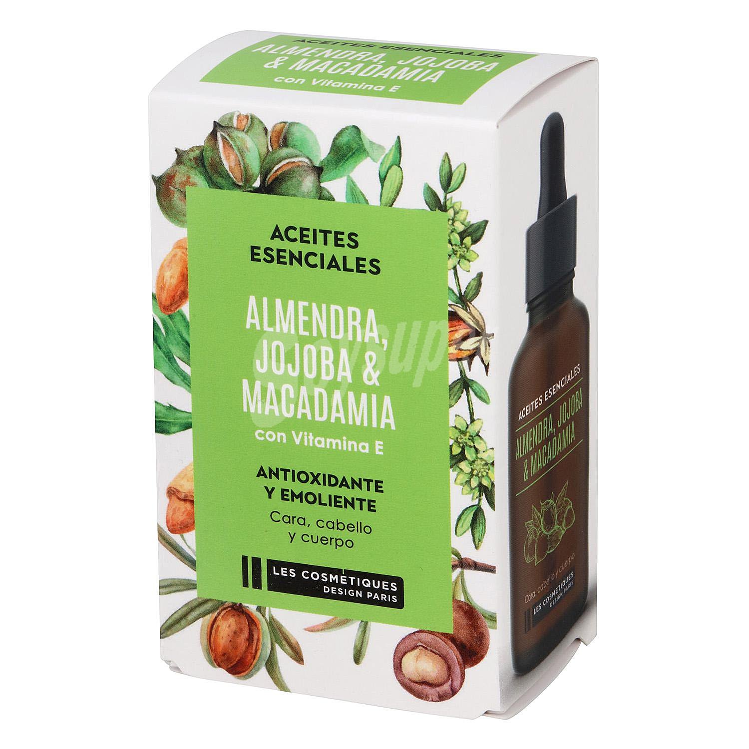 Aceite corporal esencial almendra, jojoba & macadamia antioxidante y emoliente para cara, cabello y cuerpo Les Comestiques