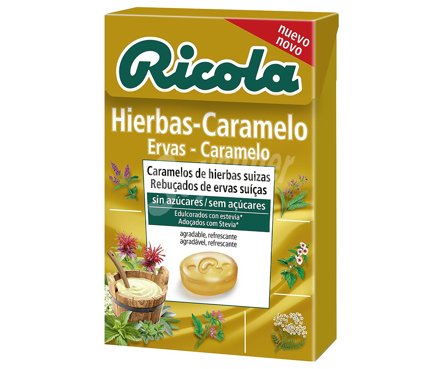 Caramelos de hierbas suizas, sin azúcar y edulcorados con stevia