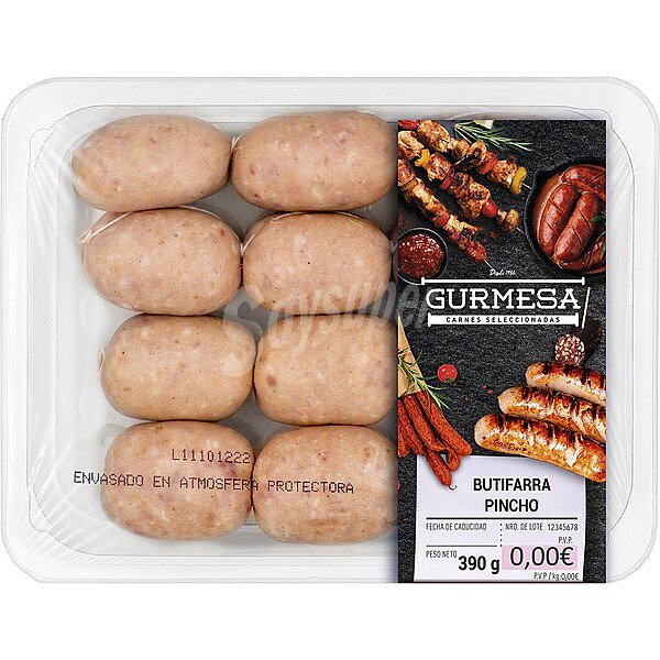 Butifarra de pincho sin gluten peso aproximado bandeja 350 g